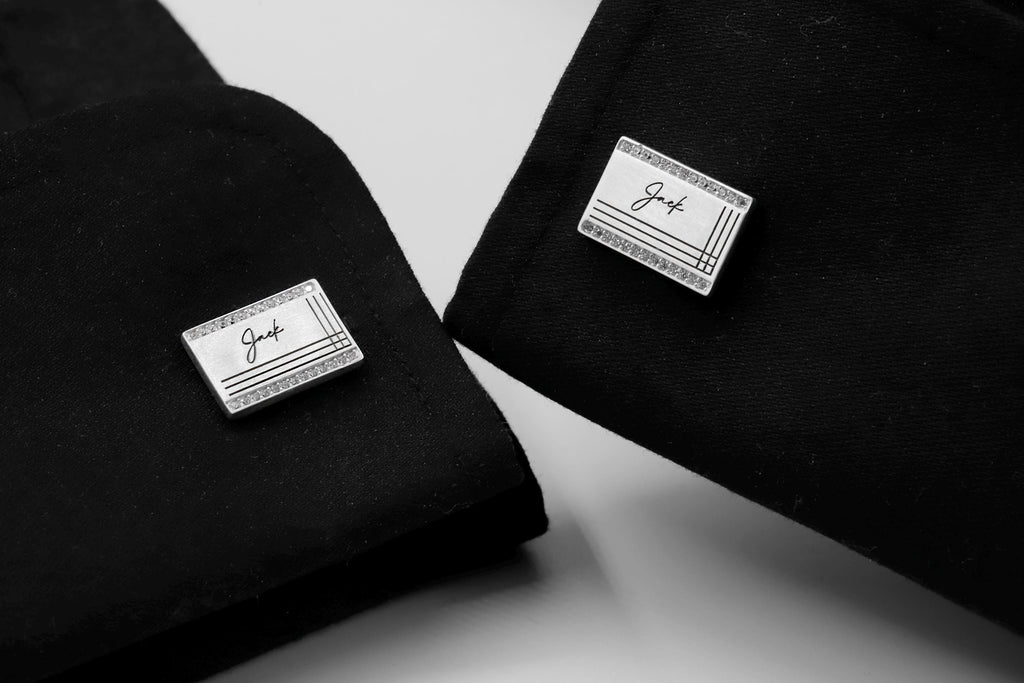 Your Actual Handwriting Engraved Cufflinks in 925 Sterling Silver