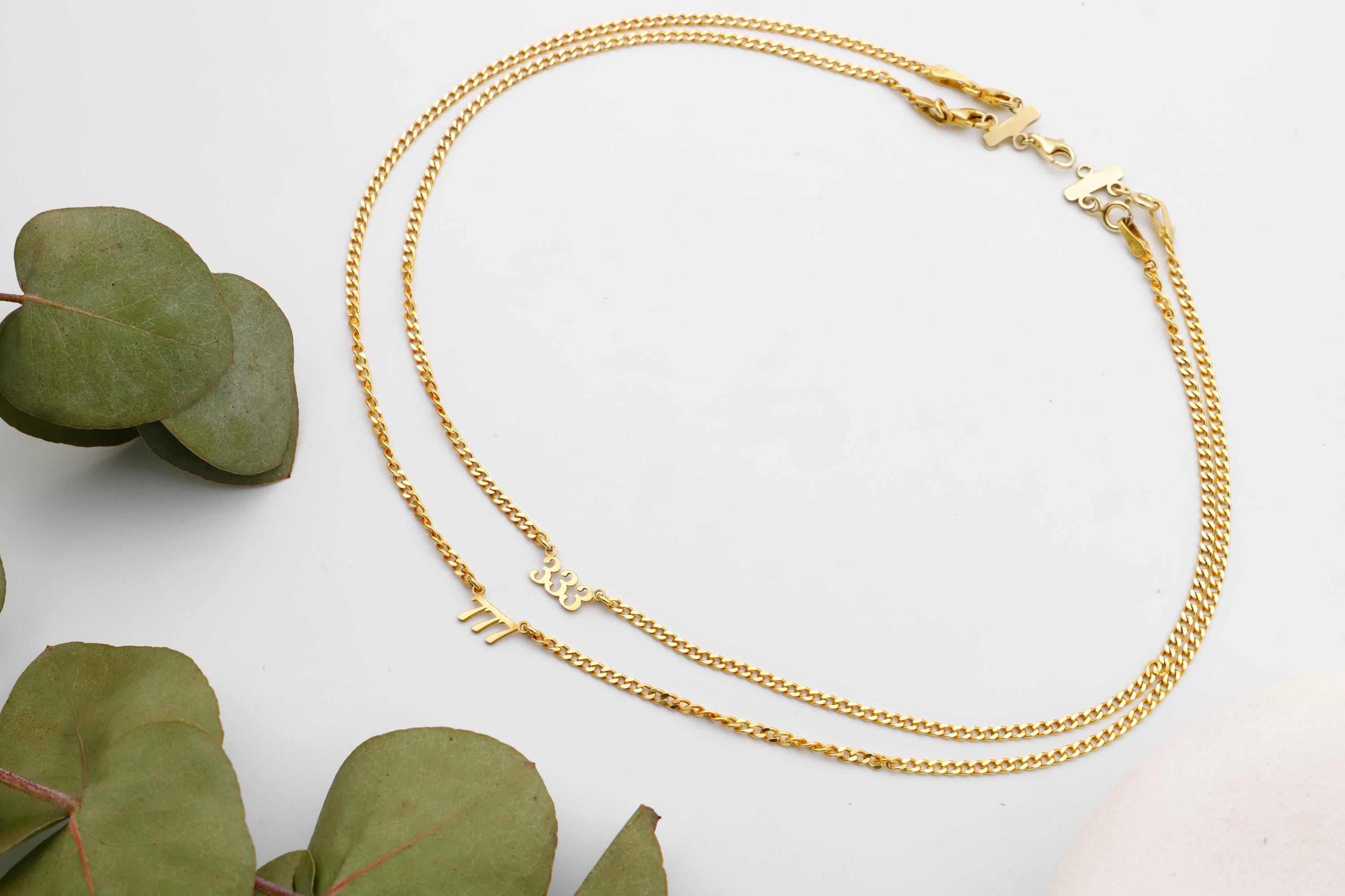 Intertwined Angel Number Necklace - Inspiring Design with Curb Chain