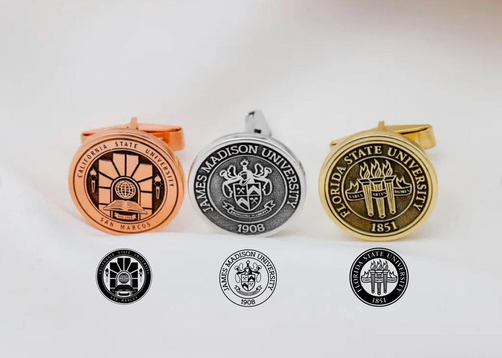 Personalized College Cufflinks in 925 Sterling Silver