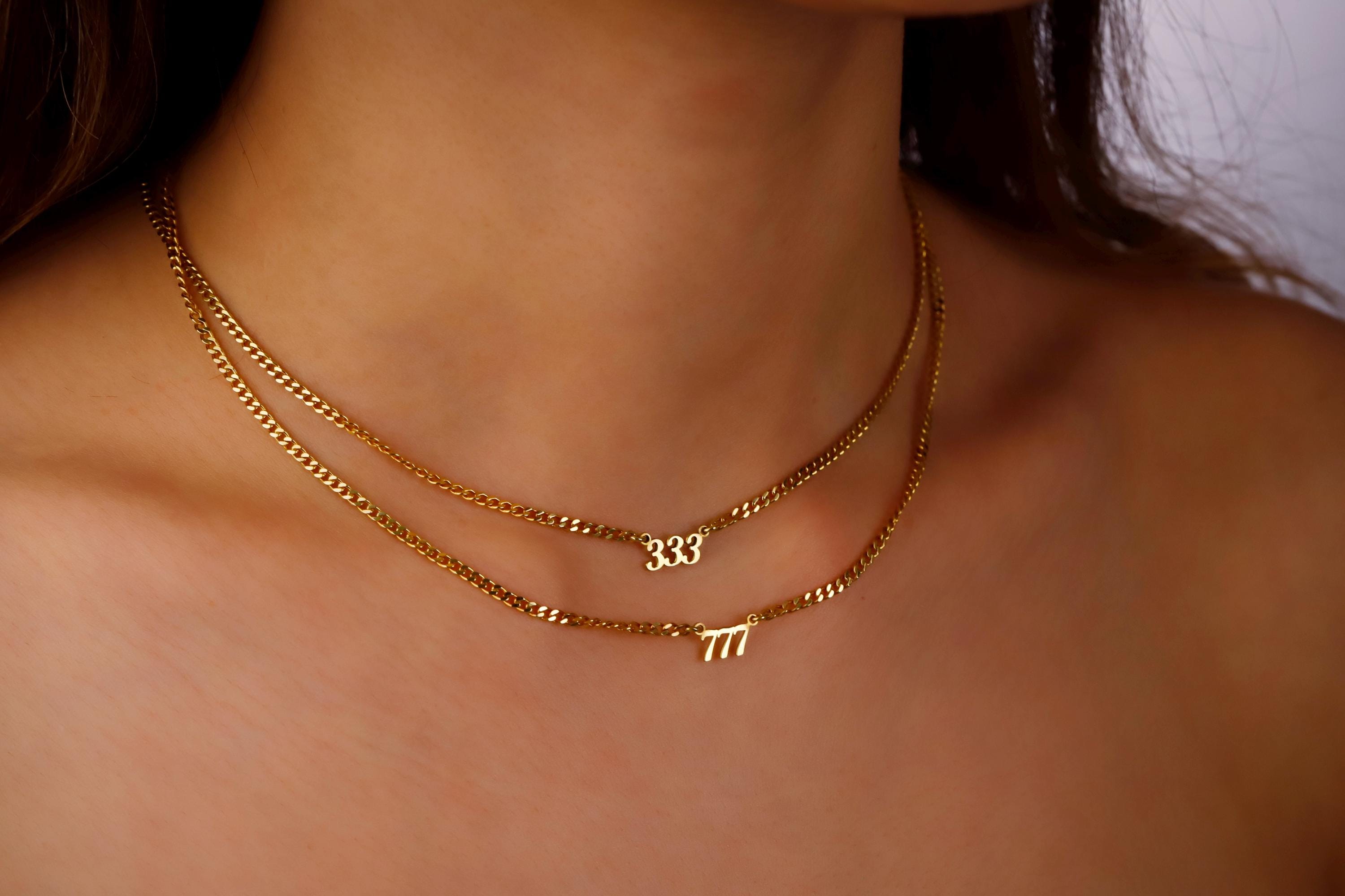 Intertwined Angel Number Necklace - Inspiring Design with Curb Chain