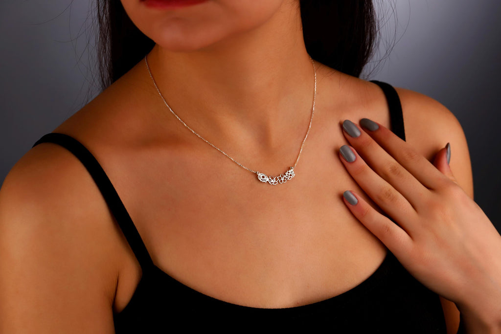 Blooming Gifts Birth Month Flower Necklace | Gold & Silver Interlocking Family Jewelry