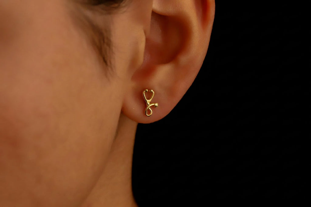 Stethoscope Stud Earrings | Dainty Medical Jewelry | Perfect Gift for Nurses & Paramedics