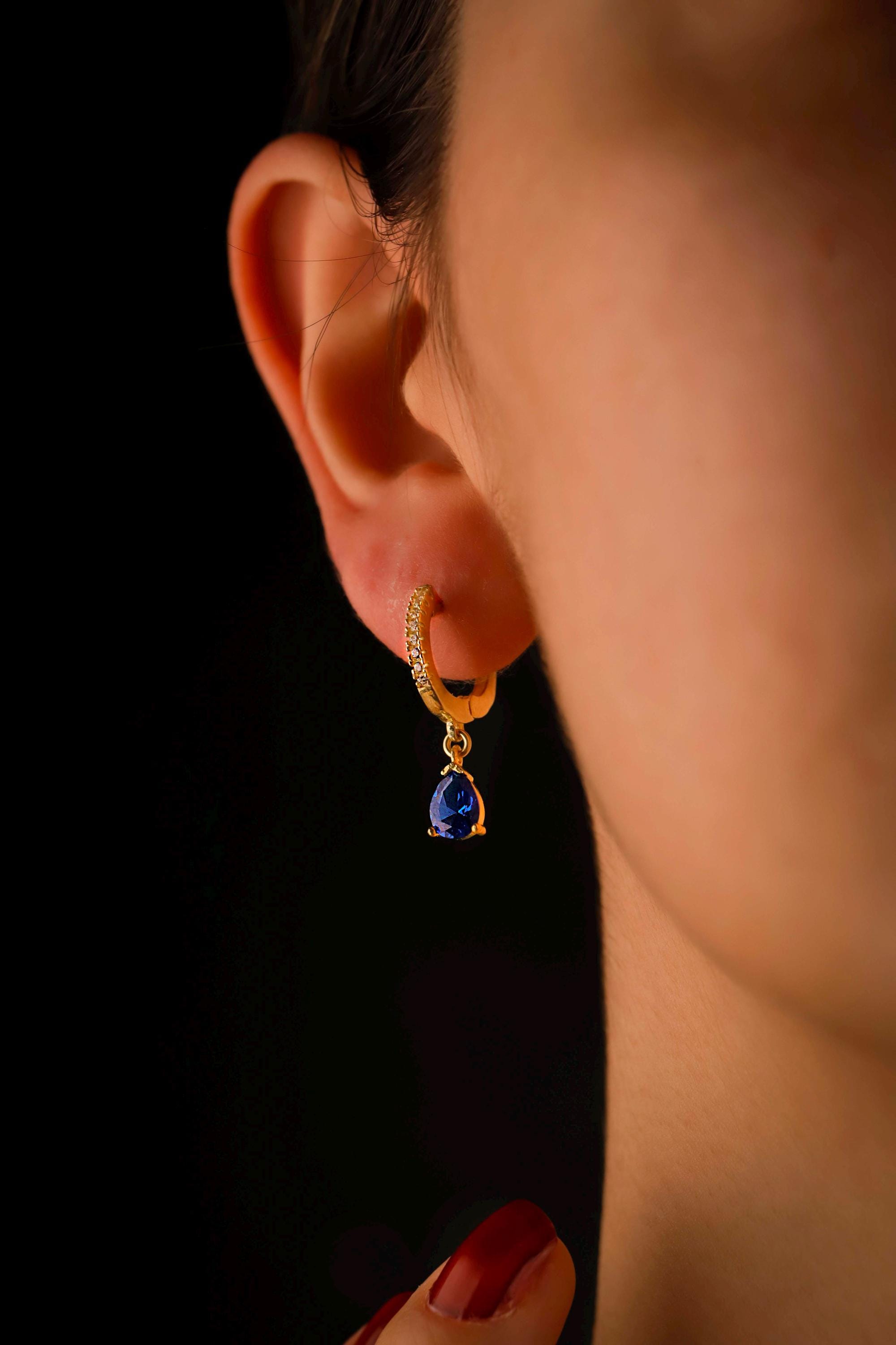 Sapphire & Diamond Hoop Earrings