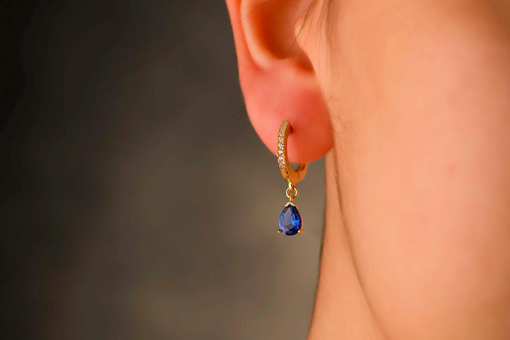 Sapphire & Diamond Hoop Earrings