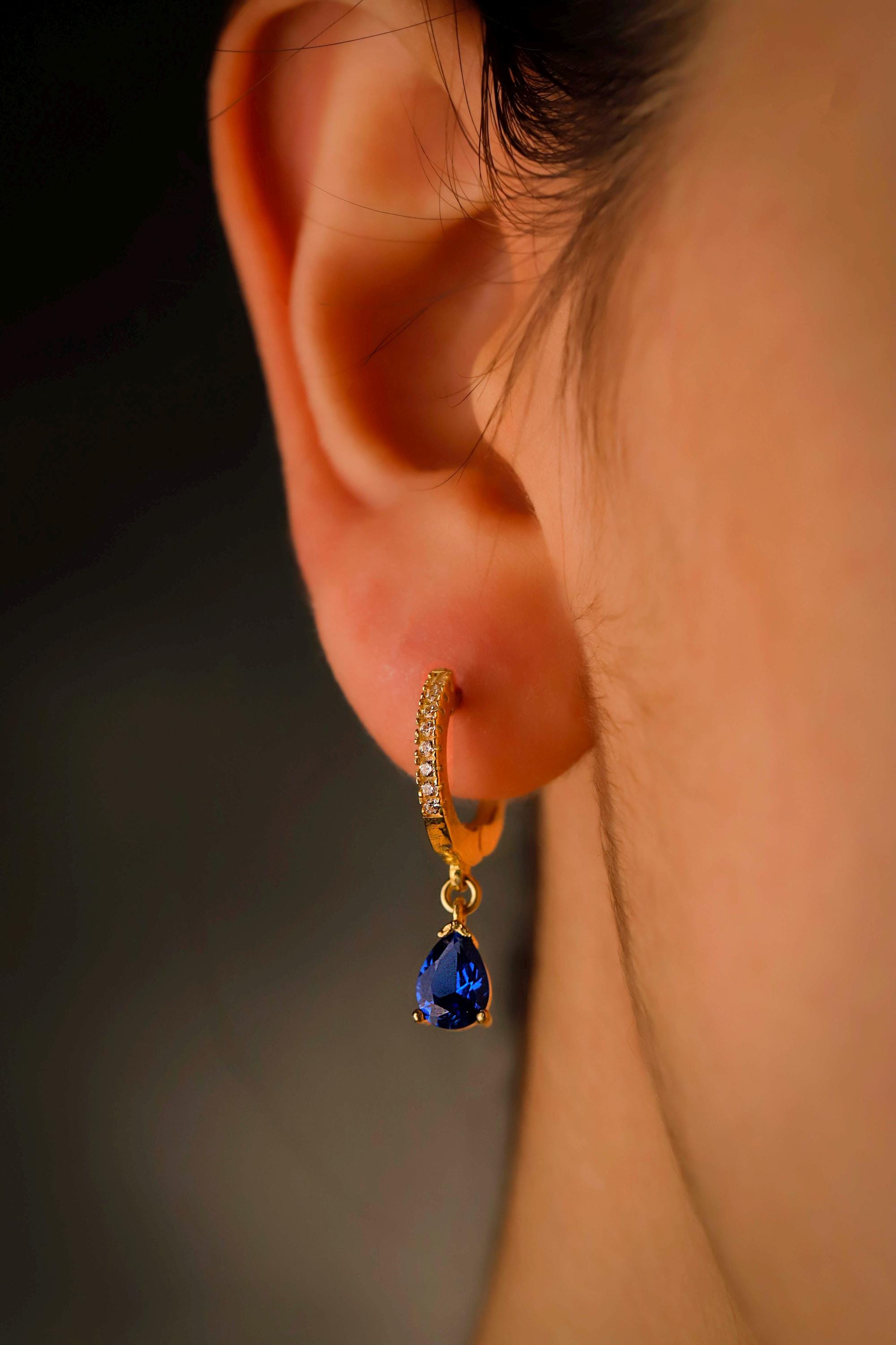 Sapphire & Diamond Hoop Earrings