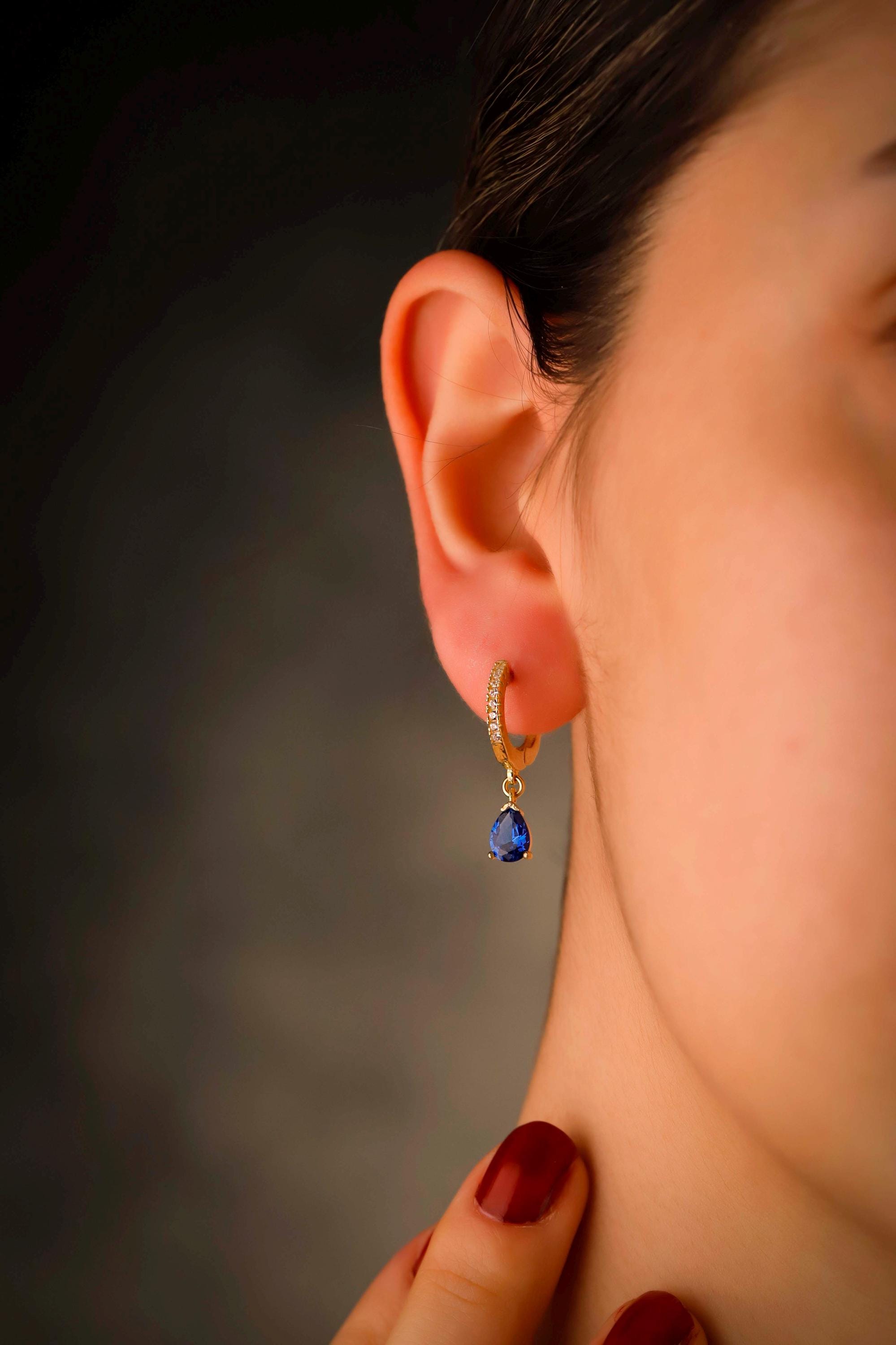 Sapphire & Diamond Hoop Earrings
