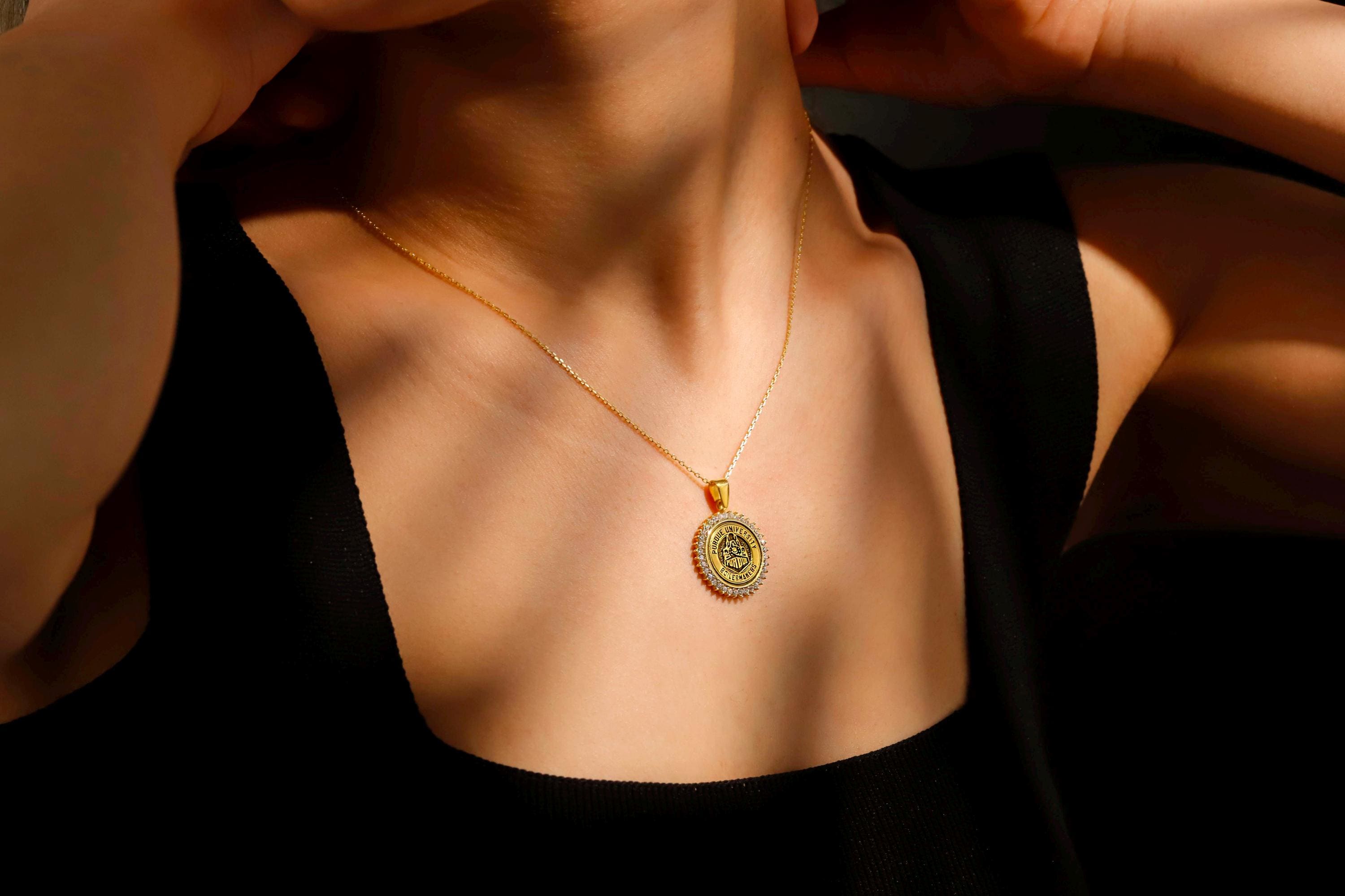 Personalized Graduation Medallion Necklace in Sterling Silver