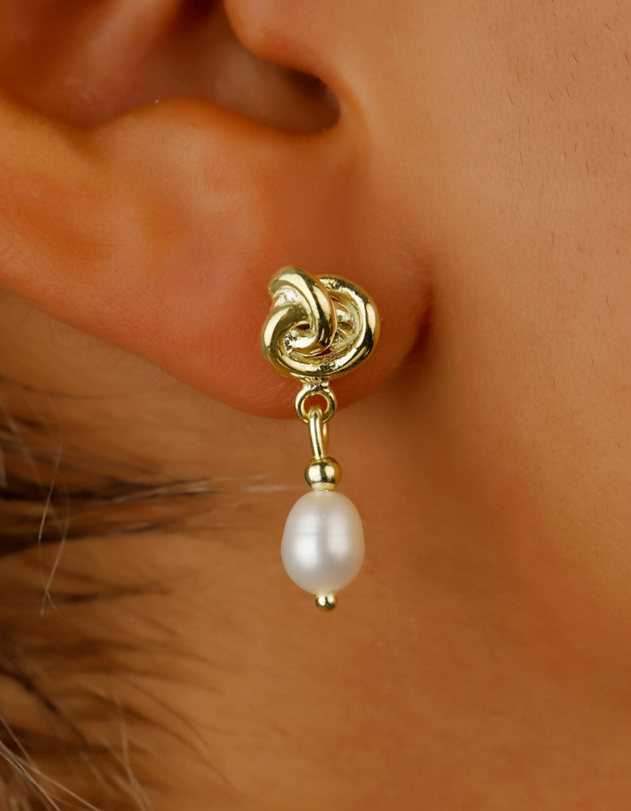 Elysian Designs Pearl Drop Dangle Earrings - Elegant Celtic Knot for Bridesmaids & Moms