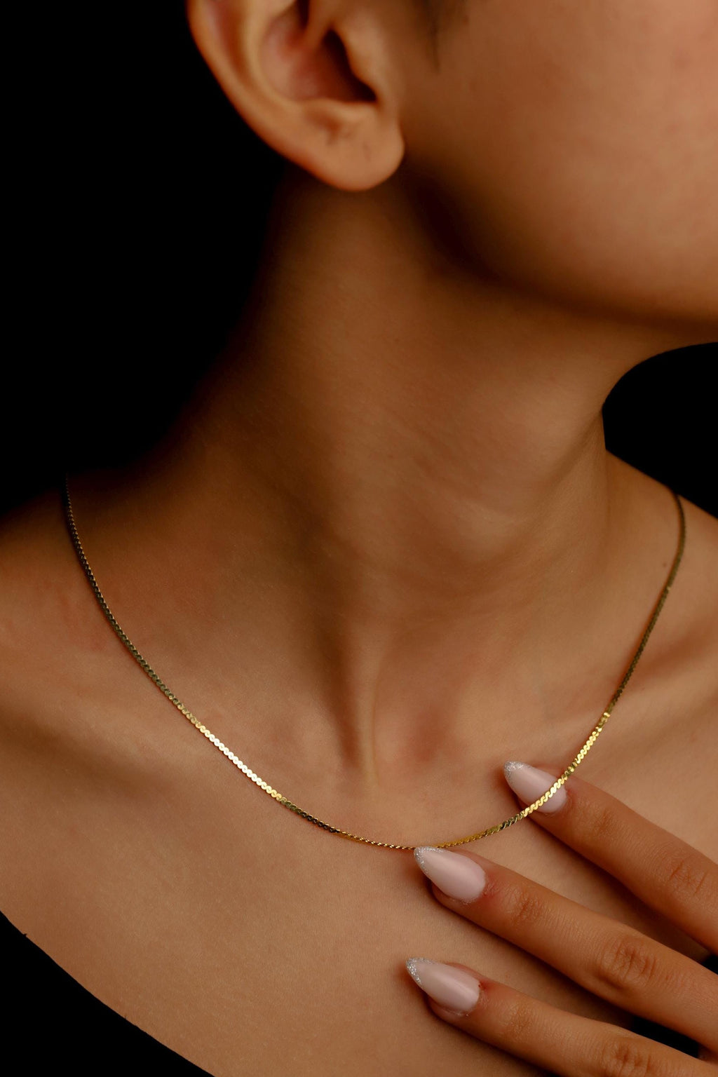 Shimmering Dainty Snake Chain Necklace - Elegant Italian Design in Silver, Gold & Rose Gold