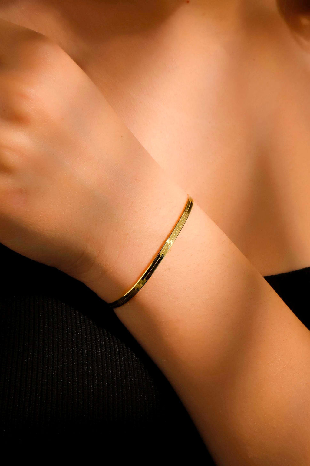 14K Gold Herringbone Bracelet - Exquisite Handmade Italian Design in Sterling Silver