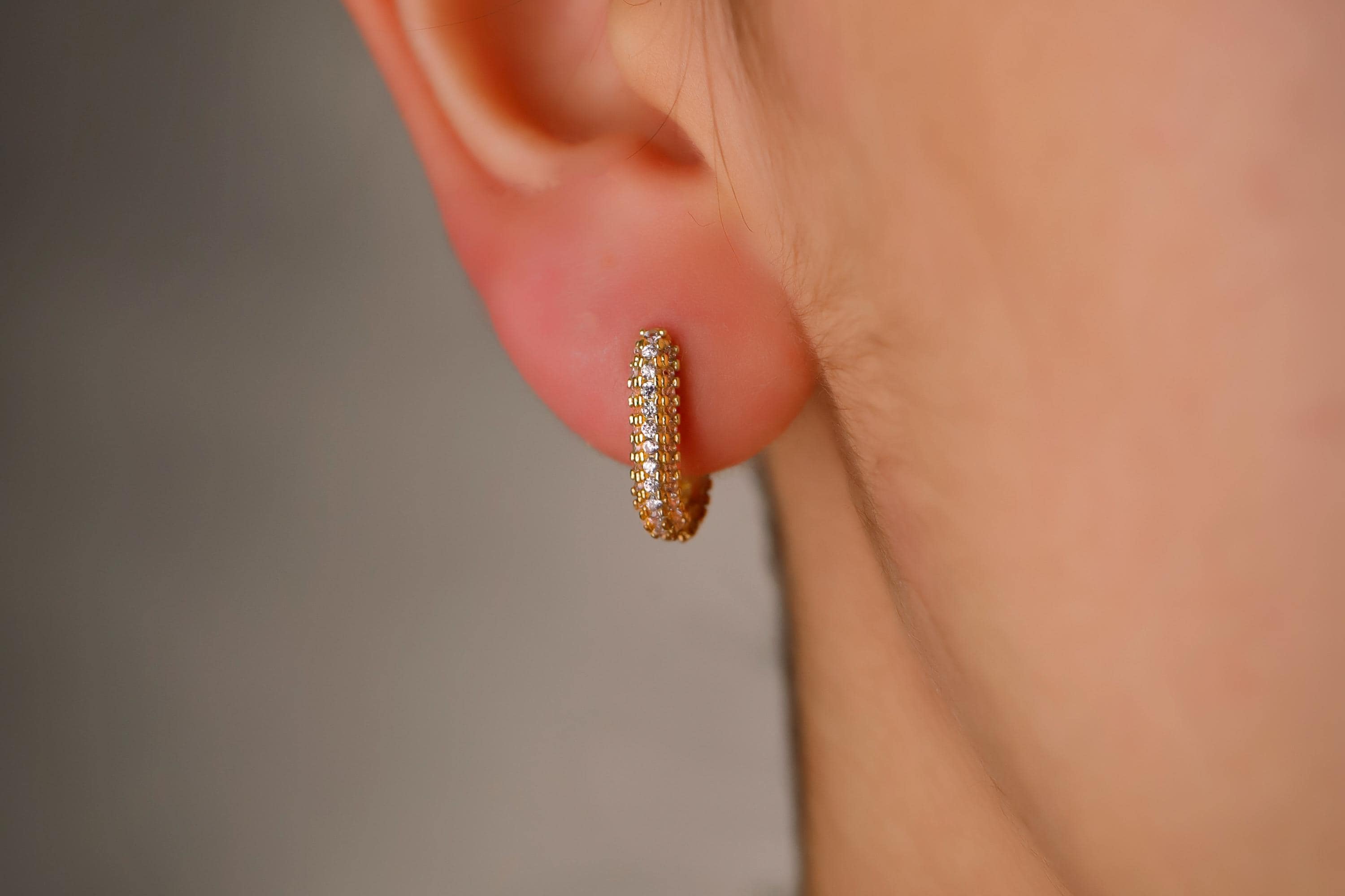 Sparkling Silver Diamond Huggie Earrings | Dainty CZ Cartilage Hoops for Your Earring Stack | Perfect Gift Idea