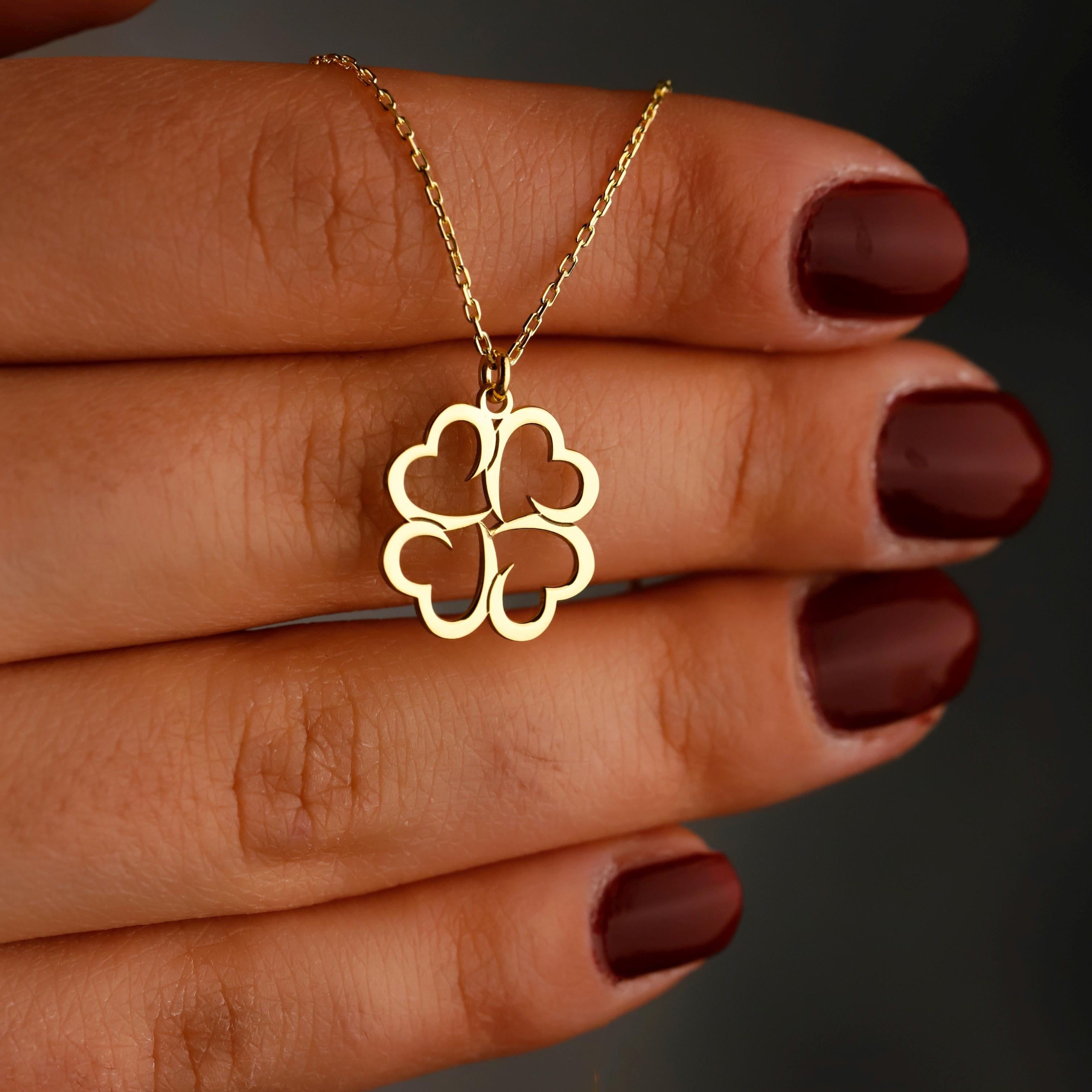Lucky Four Leaf Clover Necklace in 925 Sterling Silver