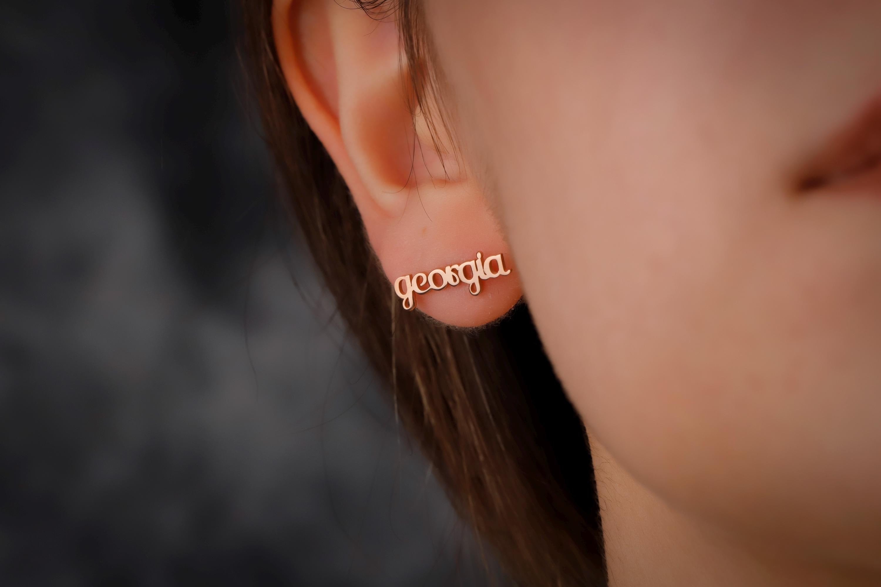 Custom Name Stud Earrings in 925 Sterling Silver