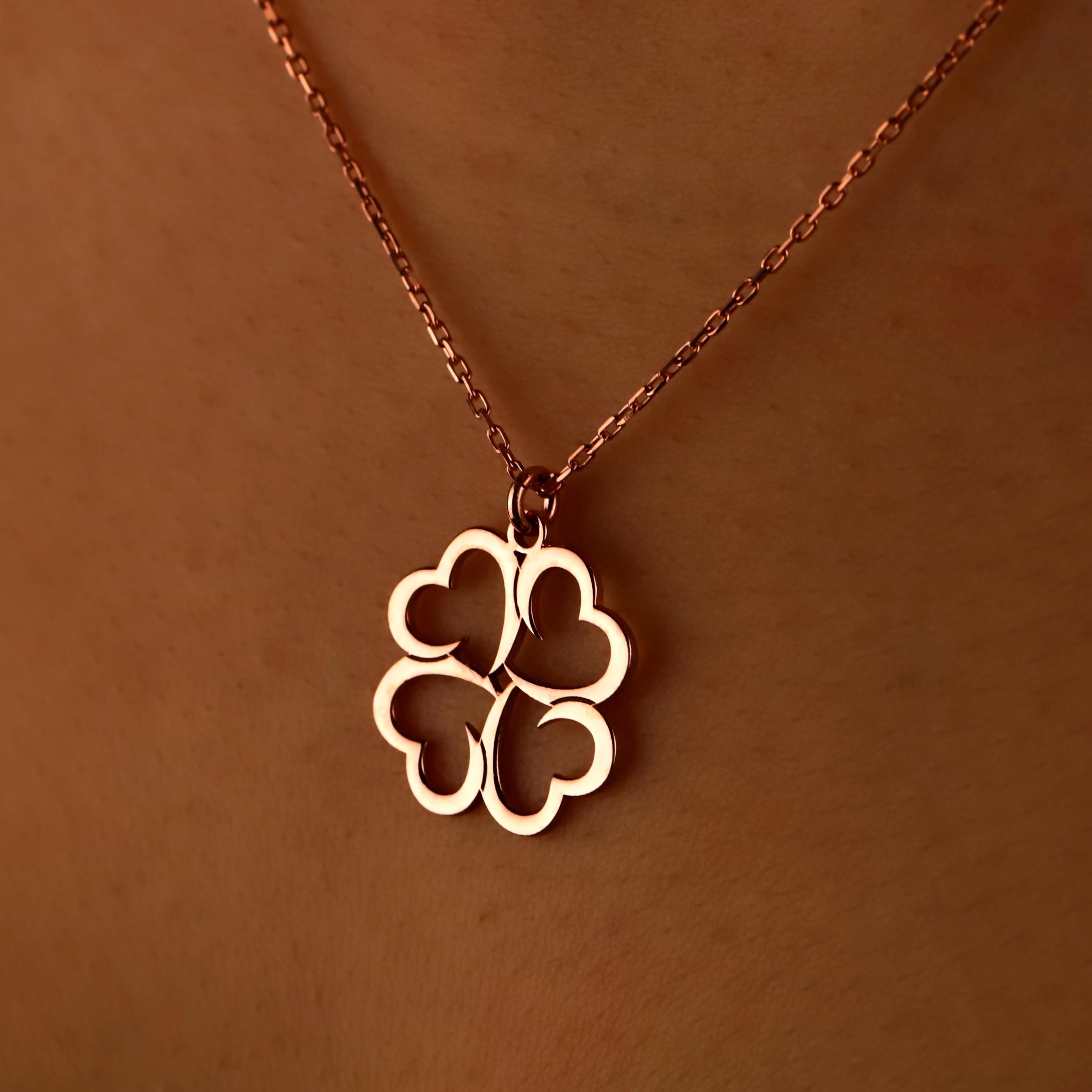 Lucky Four Leaf Clover Necklace in 925 Sterling Silver