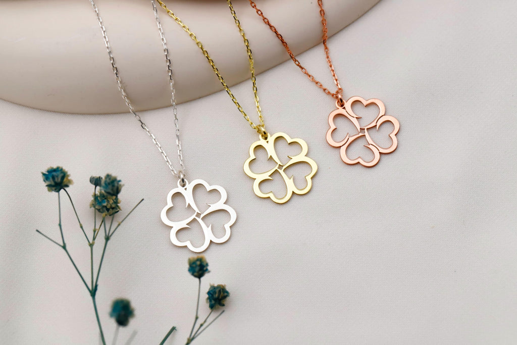 Lucky Four Leaf Clover Necklace in 925 Sterling Silver