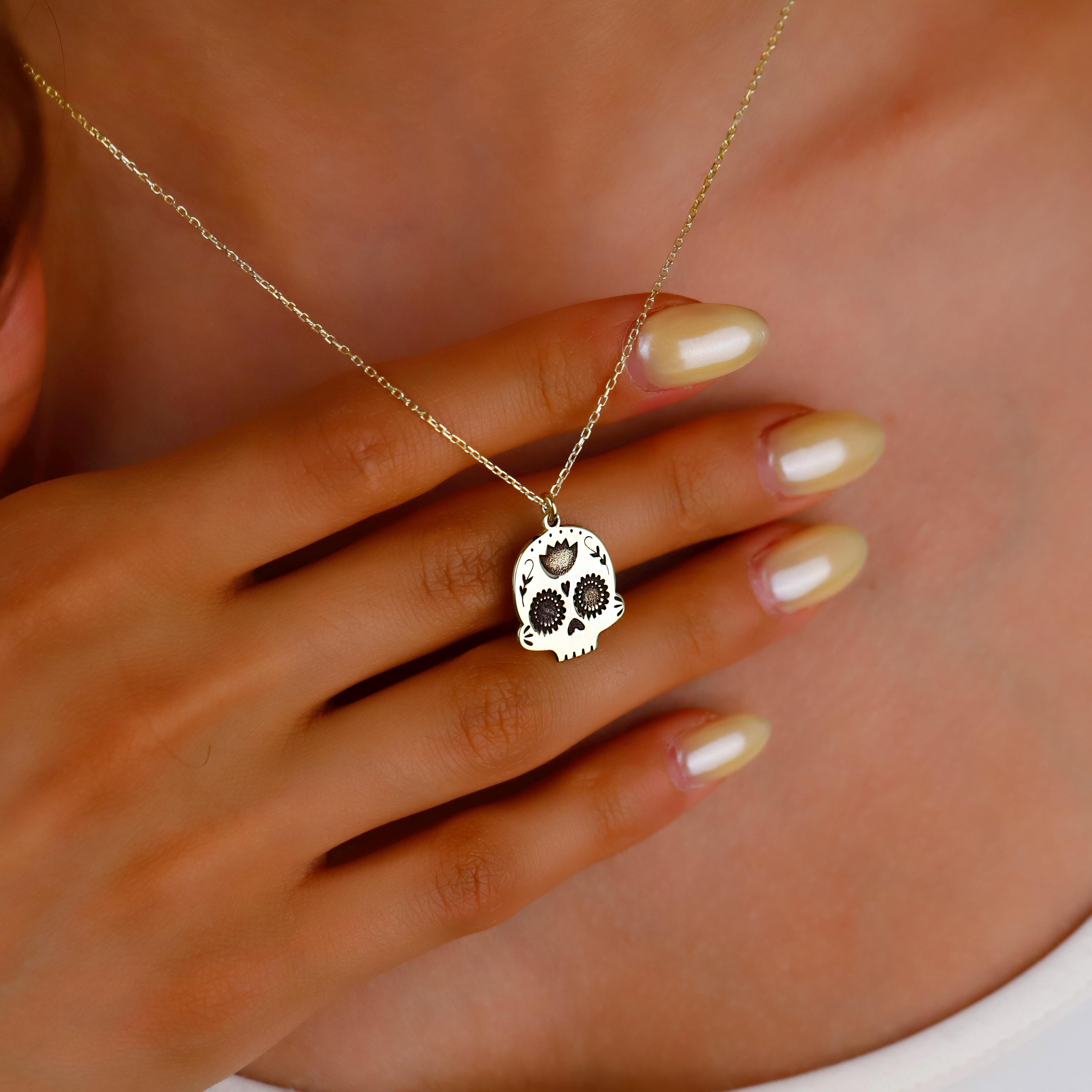 Dia De Los Muertos Celebration Sugar Skull Jewelry in 925 Sterling Silver
