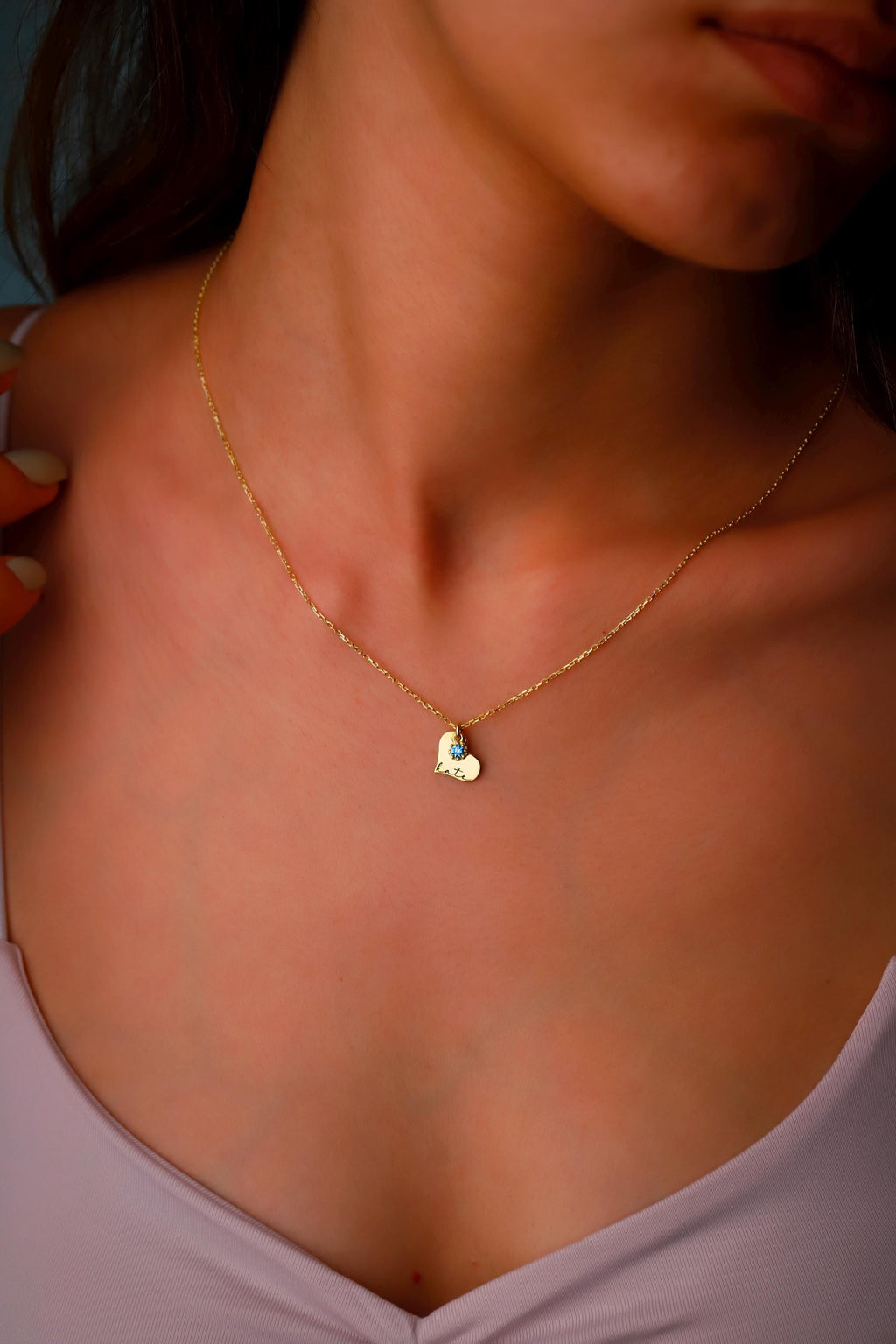 Heartfelt Creations Personalized Heart Birthstone Necklace in Sterling Silver, Gold and Rose – Dainty Elegance for Every Occasion