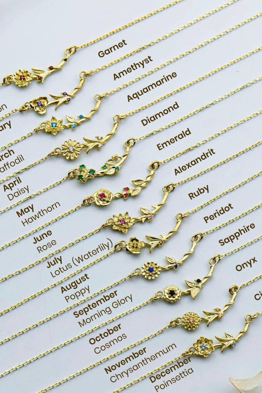 Dainty Birth Flower Necklace | Sterling Silver, Gold and Rose