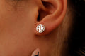 Custom Circle Monogram Earrings - Dazzling Sterling Silver Initials Studs