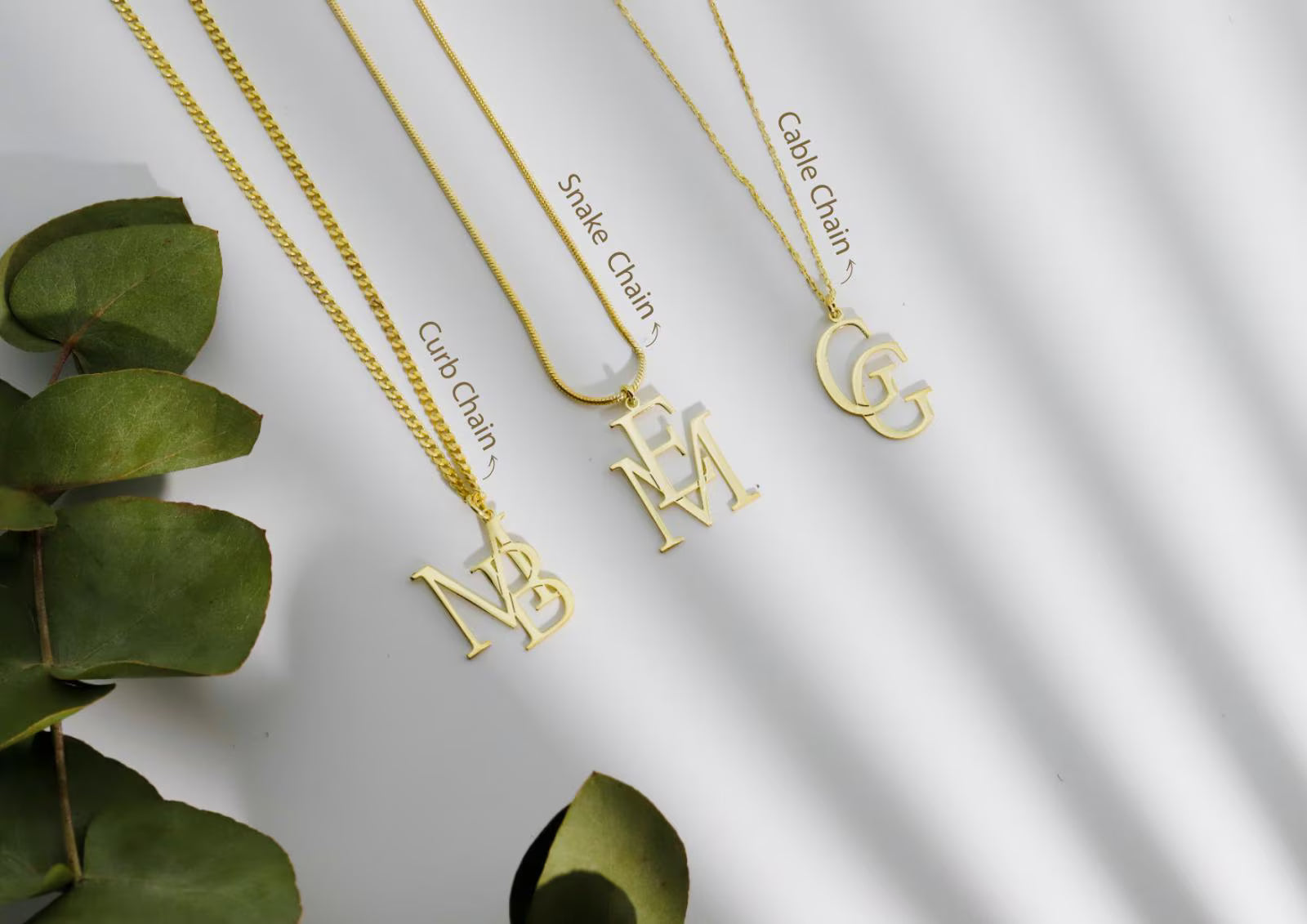 Personalized Interlocking Initials Necklace - Custom 14K Gold Double Letters
