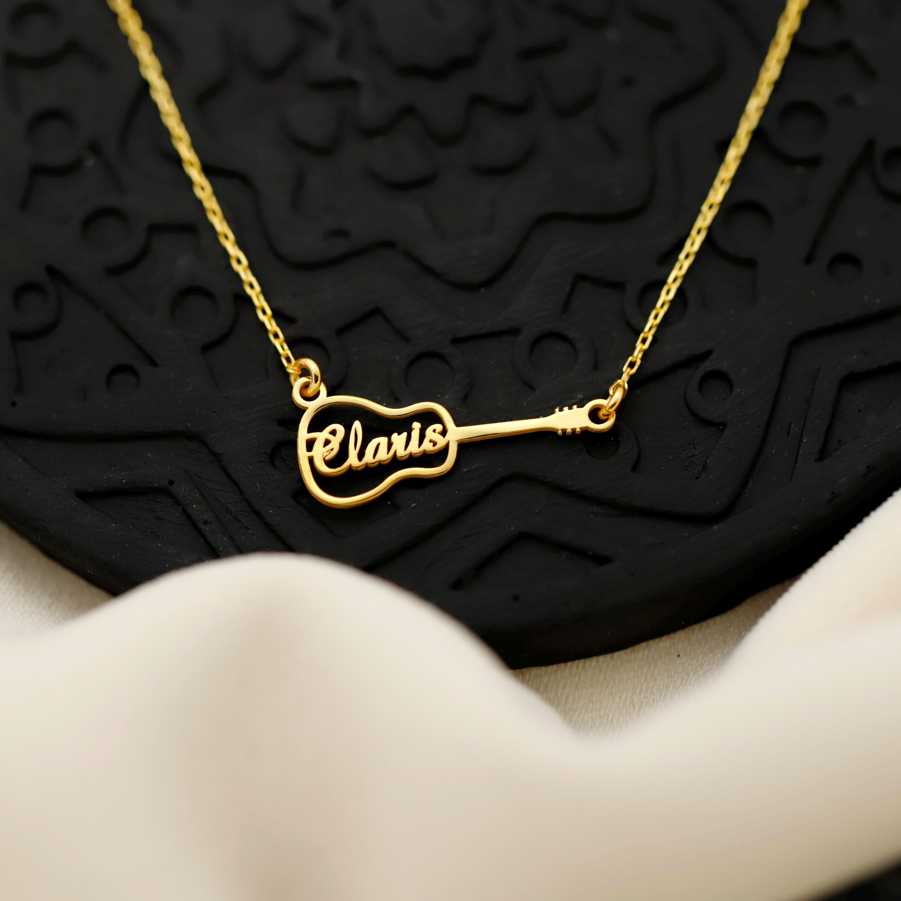 Personalized Guitar Necklace - Custom Name Pendant for Music Lovers - Perfect Gift for Musicians