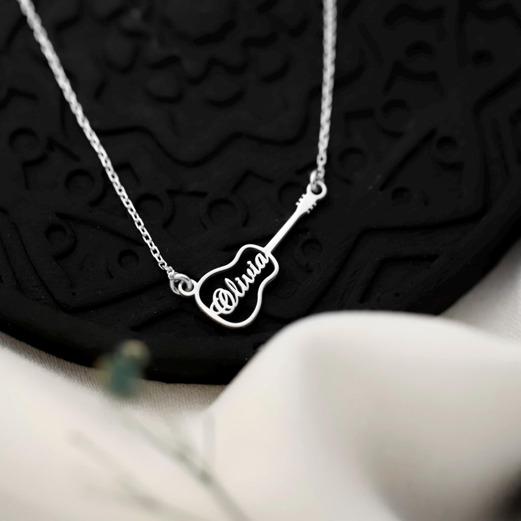 Personalized Guitar Necklace - Custom Name Pendant for Music Lovers - Perfect Gift for Musicians