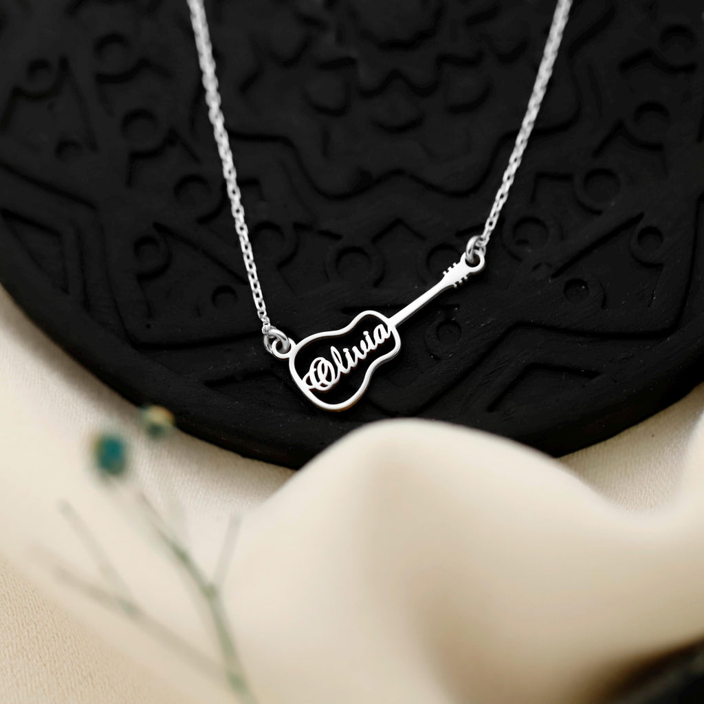 Personalized Guitar Necklace - Custom Name Pendant for Music Lovers - Perfect Gift for Musicians