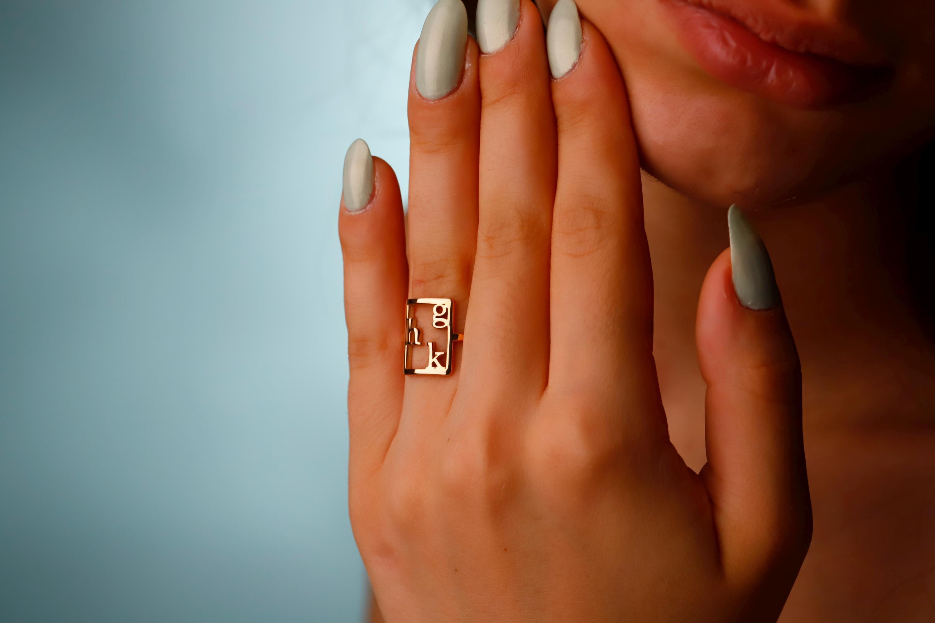 Personalized Unique Design Silver Initial Ring