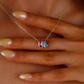 Toi Et Moi Birthstone Necklace in 925 Sterling Silver, Gold, and Rose
