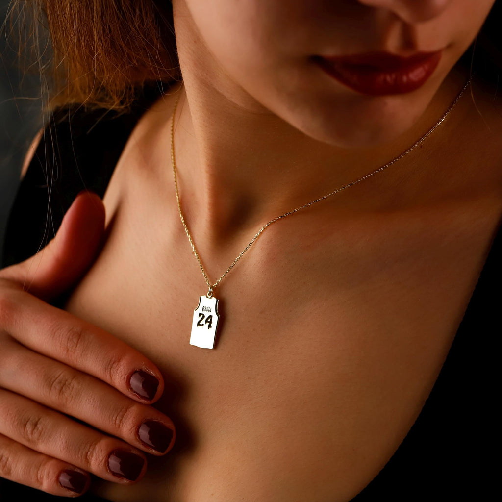 Hoop Dreams Personalized Sterling Silver Basketball Necklace - Custom Name & Number