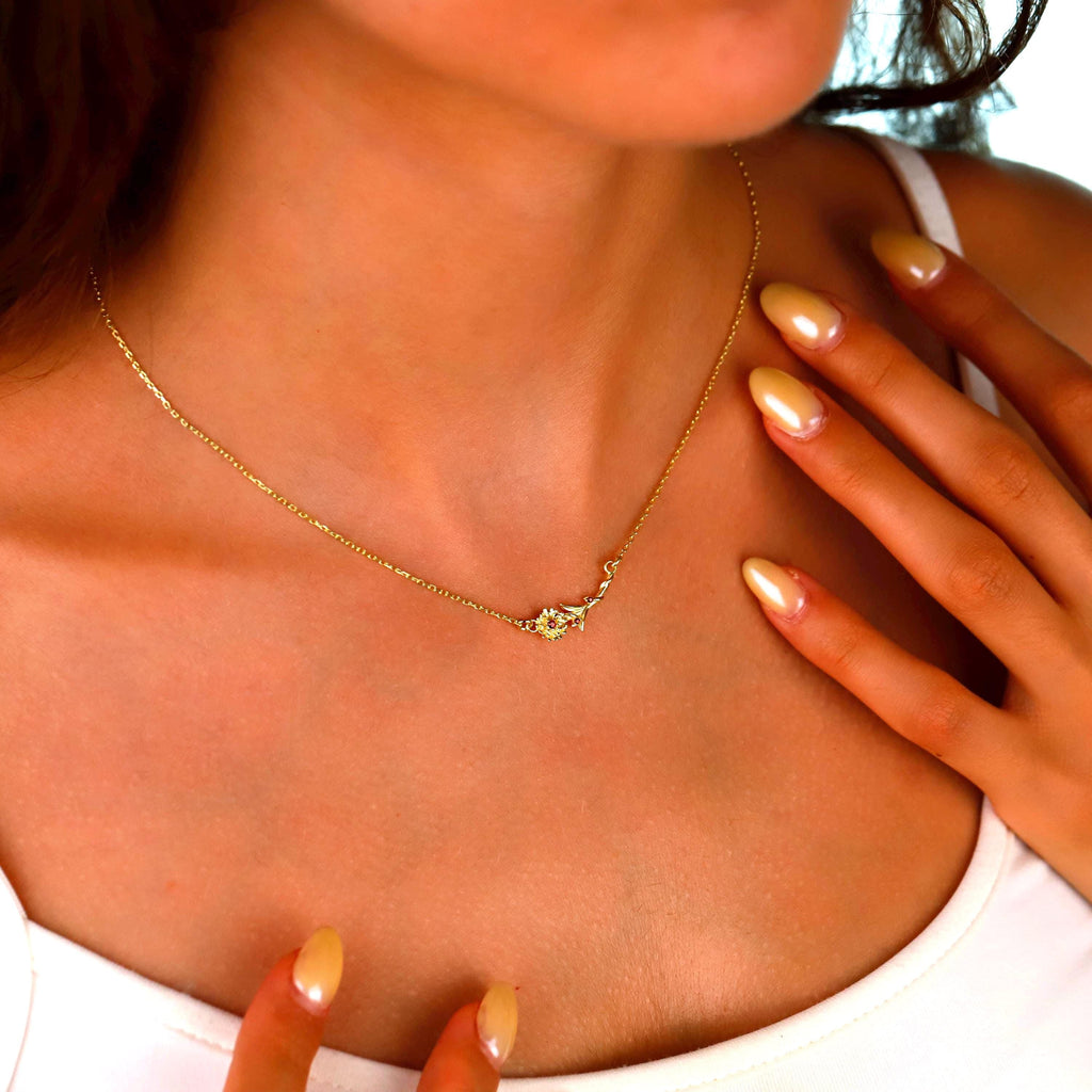 Dainty Birth Flower Necklace | Sterling Silver, Gold and Rose