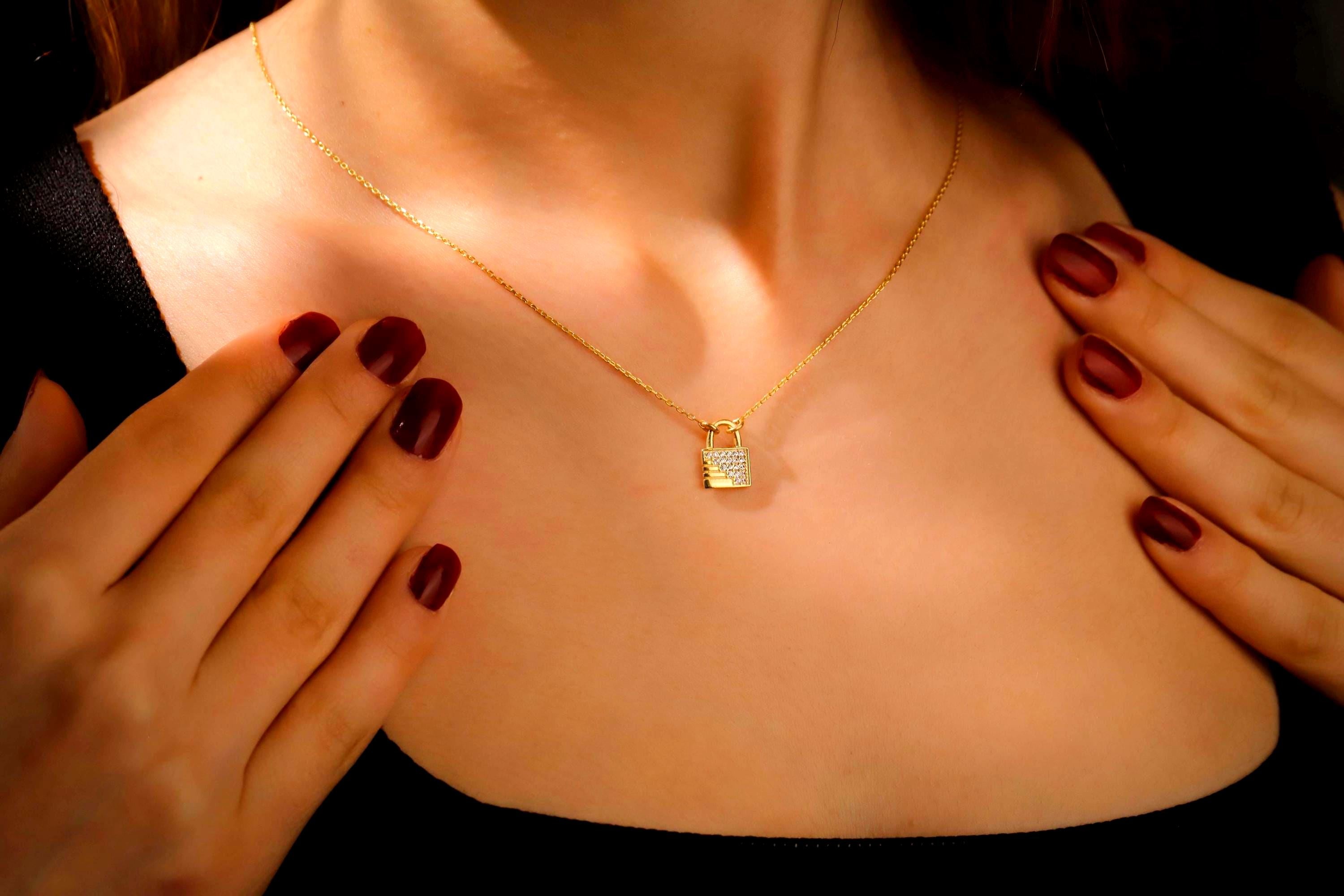 Personalized Initial Padlock Necklace | Stunning CZ Diamond & Sterling Silver Elegance