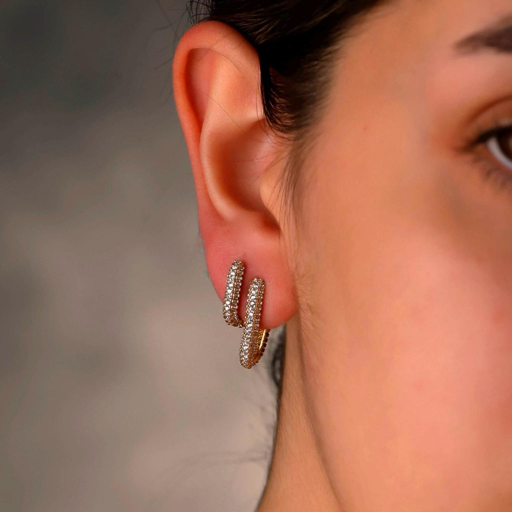 Sparkling Silver Diamond Huggie Earrings | Dainty CZ Cartilage Hoops for Your Earring Stack | Perfect Gift Idea